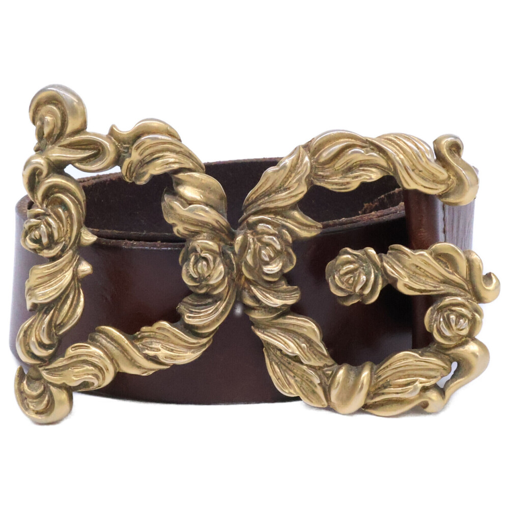 Dolce & Gabbana DOLCE&GABBANA DG Buckle Leather Belt 80CM-32INCH Brown Gold M...